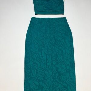 ASTR Teal Skirt and crop top